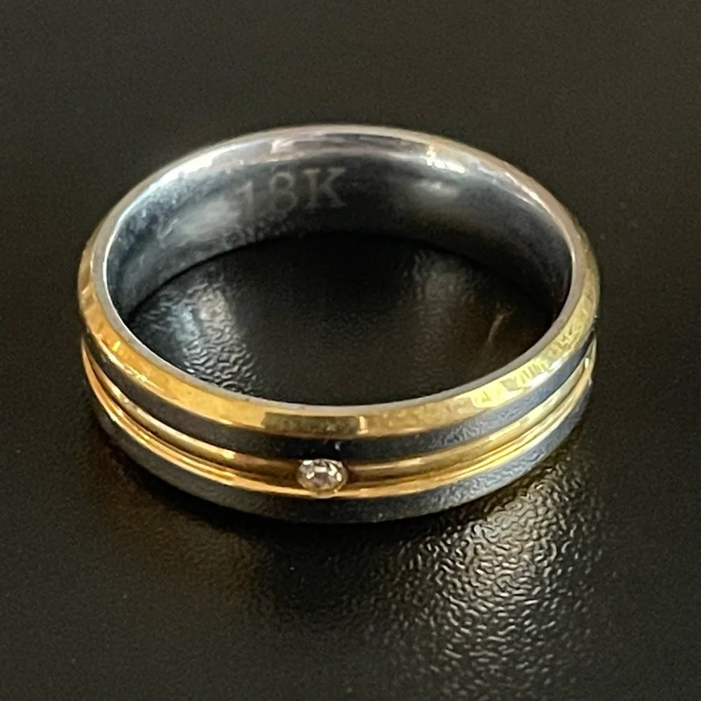 18k gold silver titanium ring size 9 - Picture 3 of 10